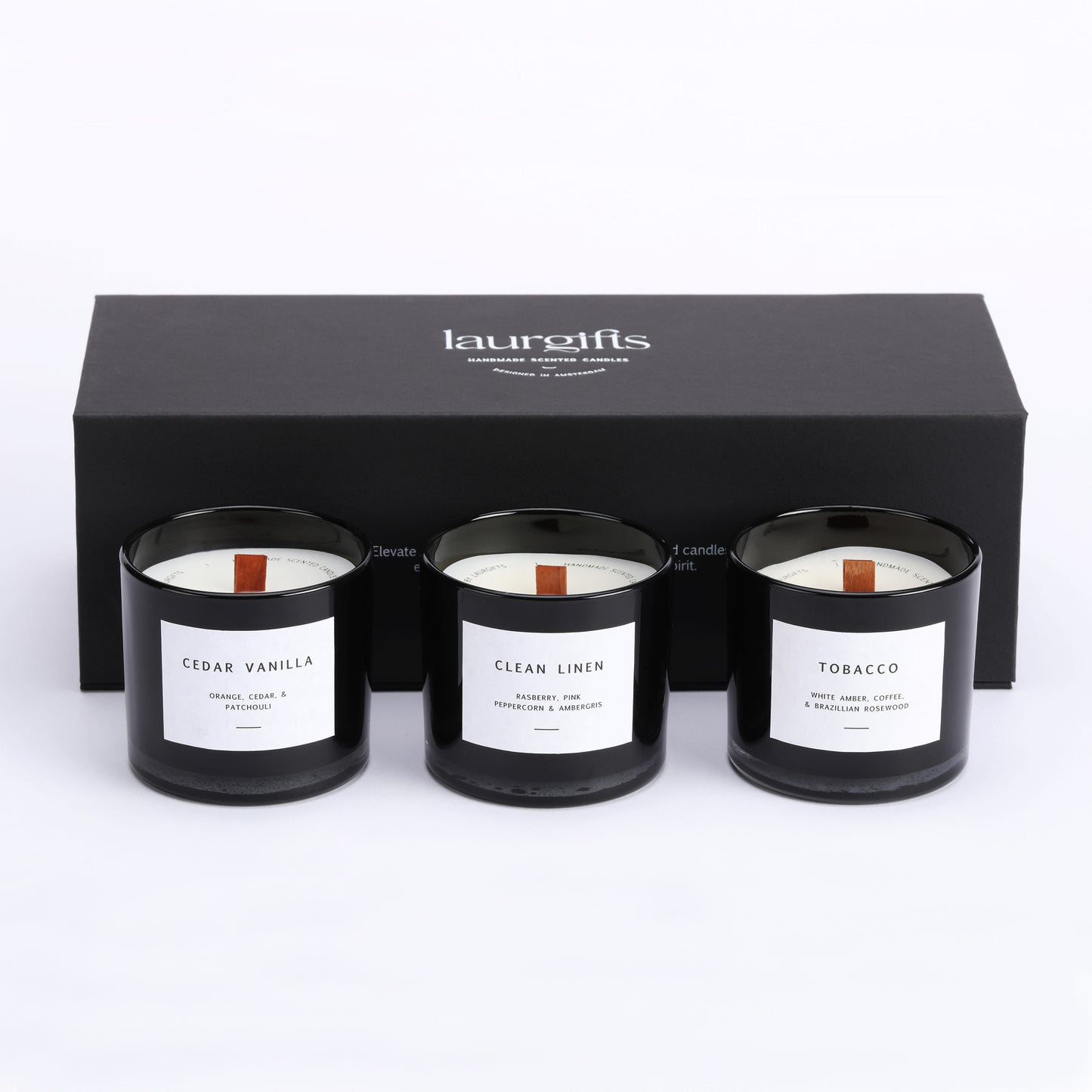 Gift-ready candle box with masculine soy candles – perfect gift idea for fathers