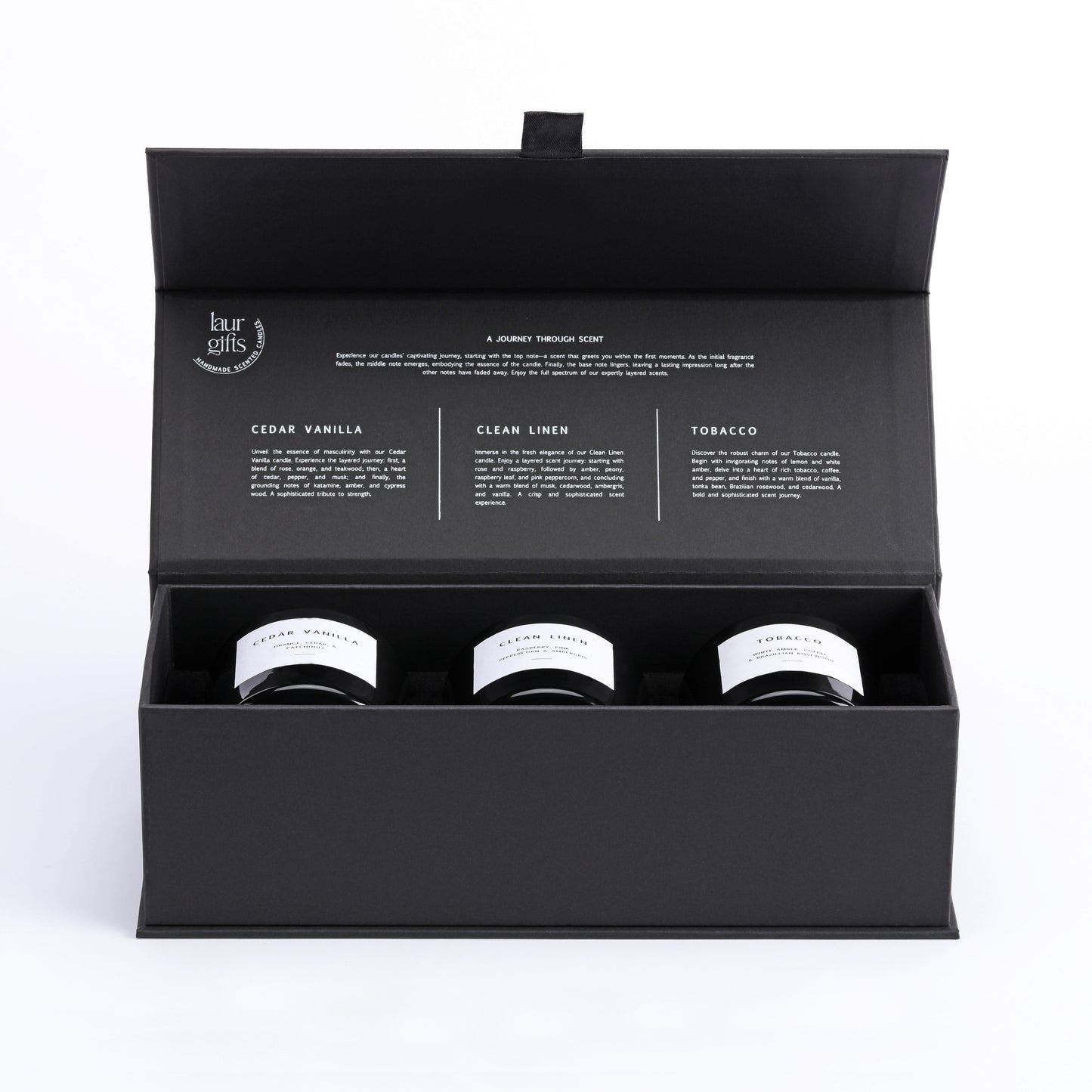 Elegant candle set for men displayed in premium gift box – ideal birthday gift set