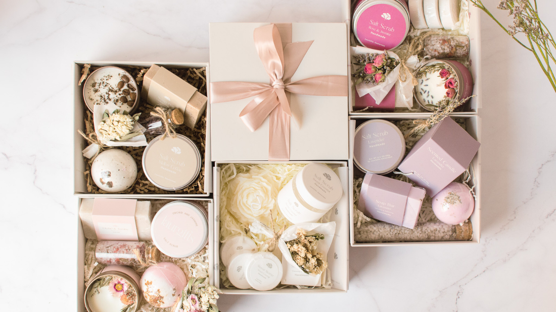 Ramadan spa gift boxes for women with candles and self-care items