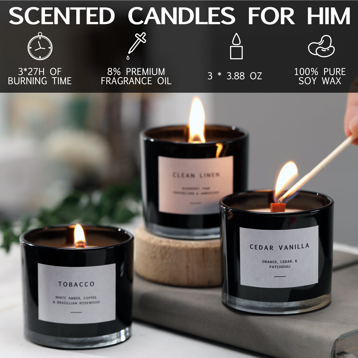 Black Candle Gift Box for Men