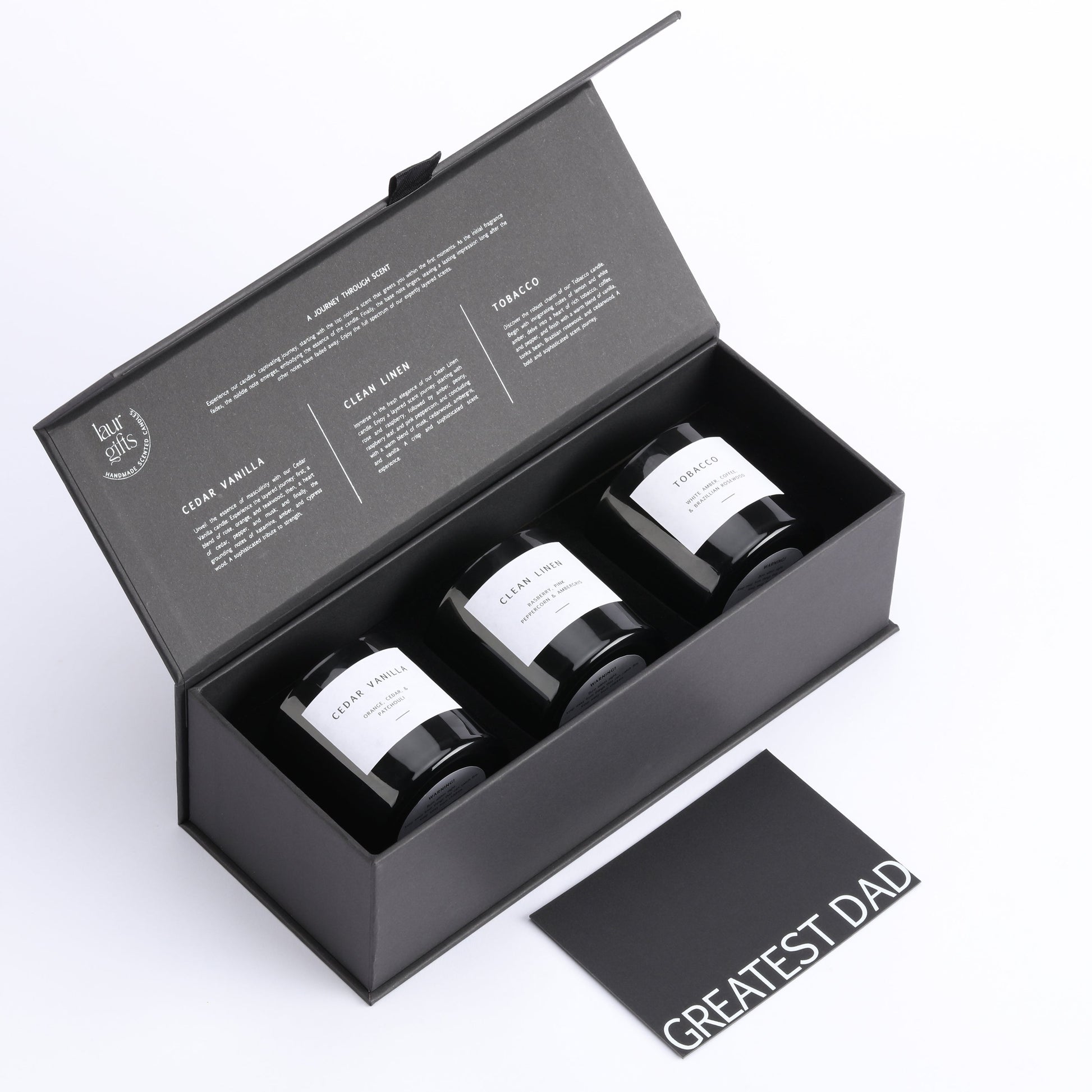 Sleek gift box for dad with soy candles – designed in Amsterdam
