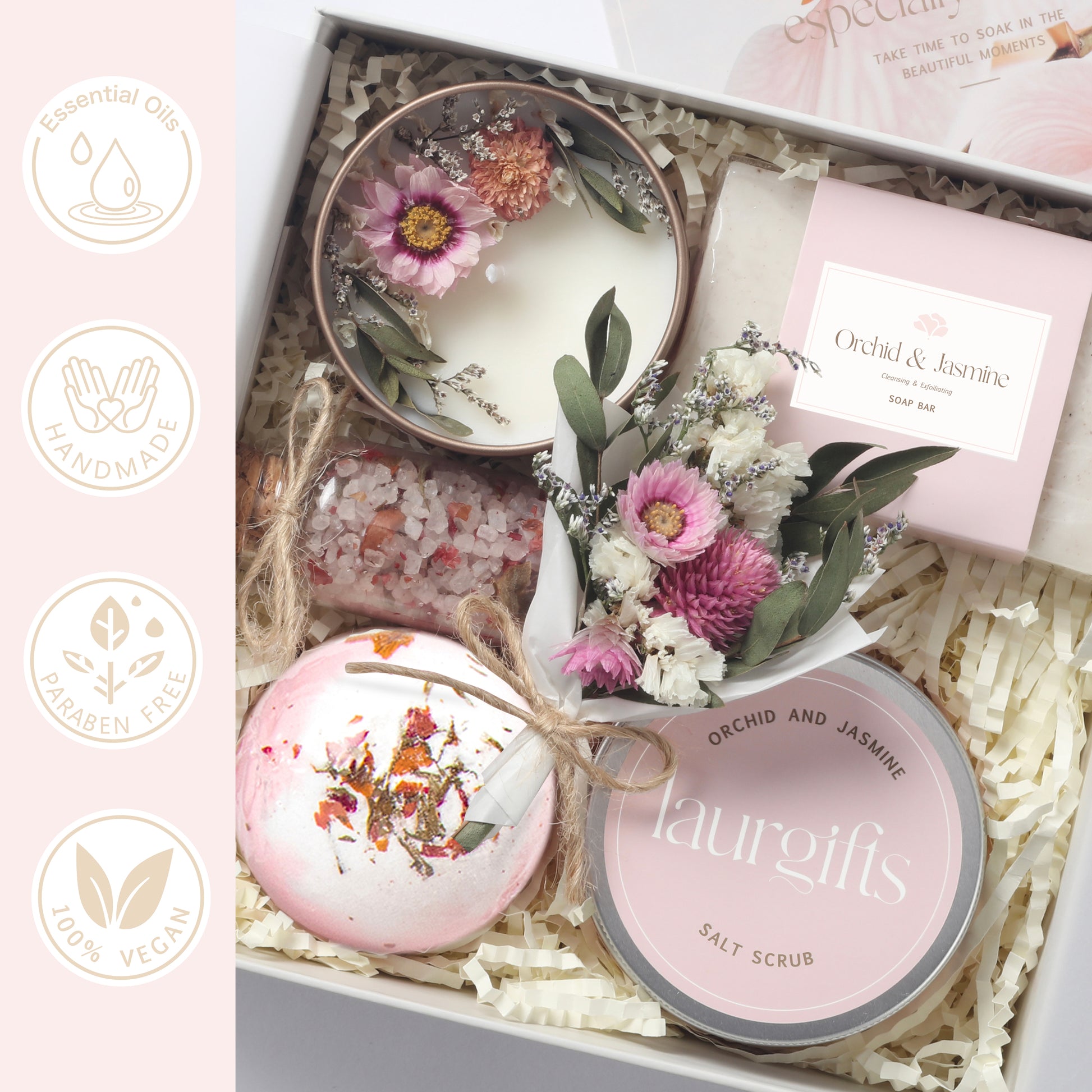 Spa gift box benefits – vegan, paraben-free, handmade, and infused with essential oils