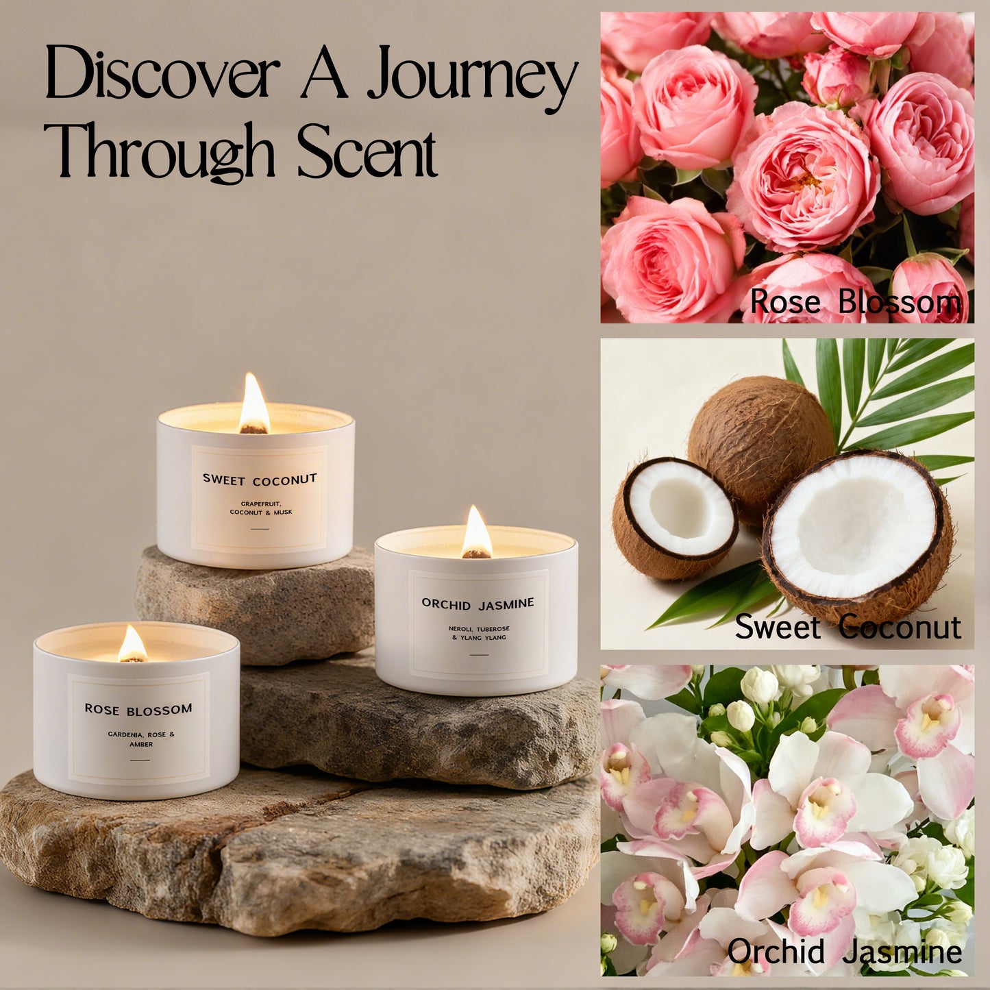 Luxury pink candle gift box with floral scented candles
